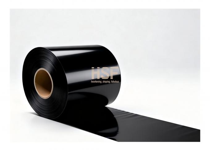 40Î¼m Black CPE Base Film sample showing uniform black color and smooth surface texture